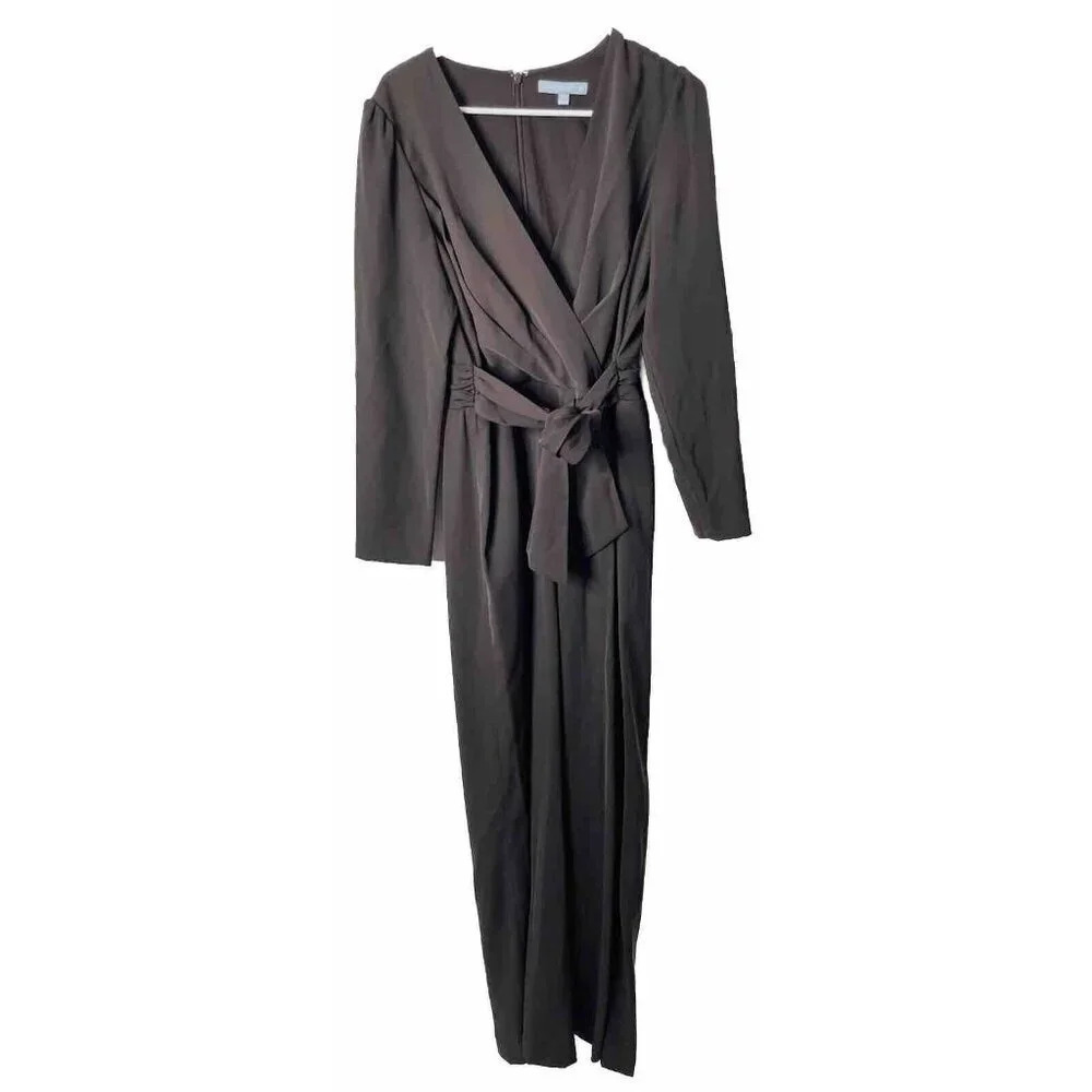 Antonia Melani Jumpsuit 10 Crossover V-Neck Belted Wide Leg Long Sleeve Classic